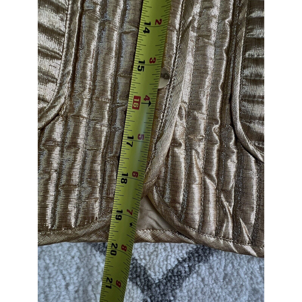 LET ME BE Anthropologie Women's Gold Foil Puff Sleeve Quilted Cropped Jacket - Picture 11 of 11